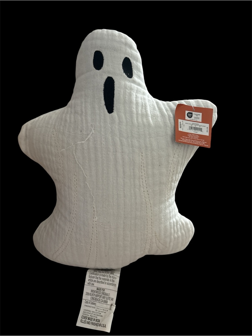 Kohl's White Ghost Throw Pillow with Black Face